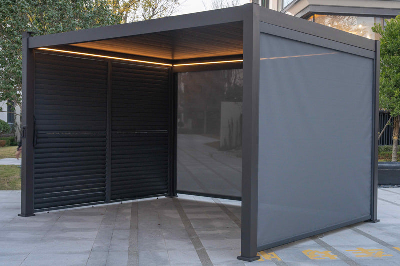 Hartman Como Aluminium Pergola (3x3 m & 4x3 m) – Adjustable Louvered Roof with Solar LED Lights