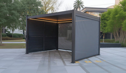Hartman Como Aluminium Pergola (3x3 m & 4x3 m) – Adjustable Louvered Roof with Solar LED Lights