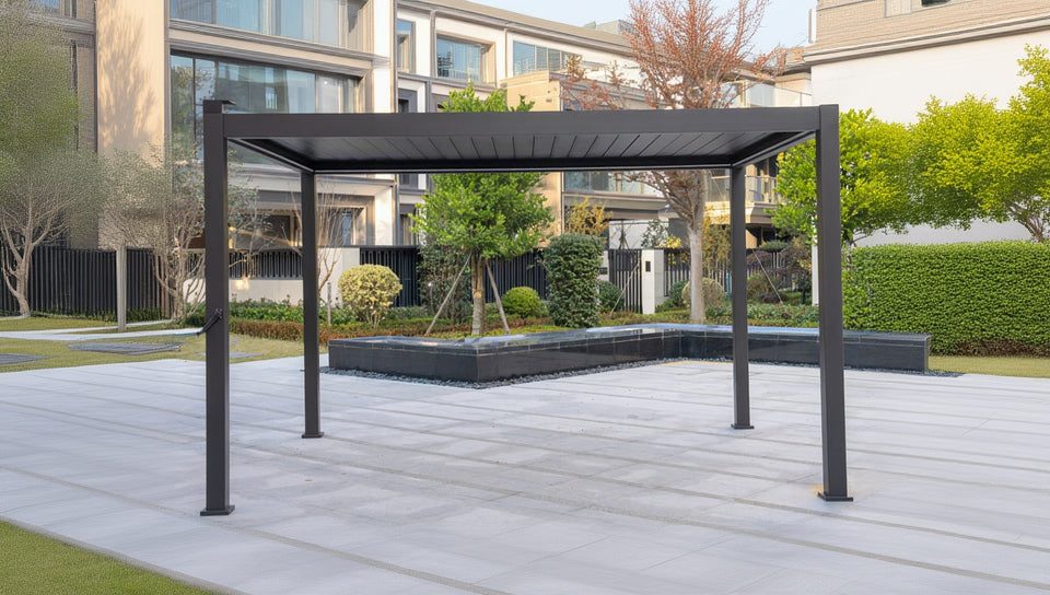 Hartman Como Aluminium Pergola (3x3 m & 4x3 m) – Adjustable Louvered Roof with Solar LED Lights