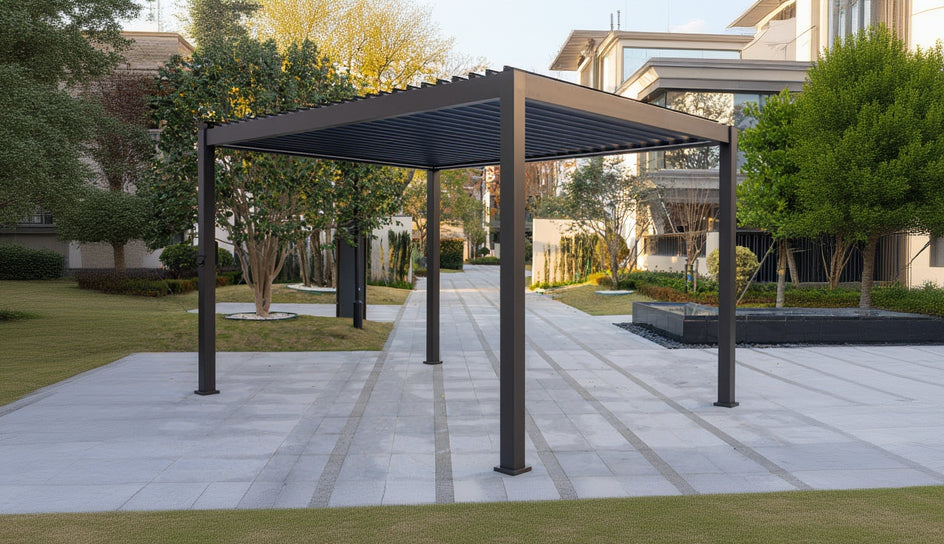 Hartman Como Aluminium Pergola (3x3 m & 4x3 m) – Adjustable Louvered Roof with Solar LED Lights