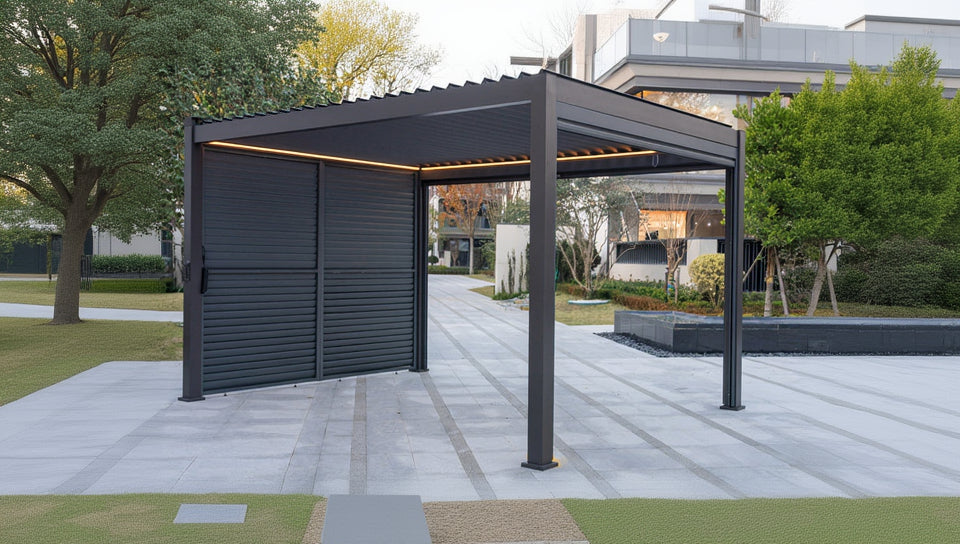 Hartman Como Aluminium Pergola (3x3 m & 4x3 m) – Adjustable Louvered Roof with Solar LED Lights