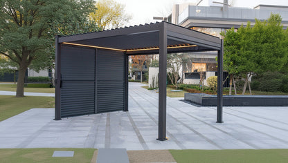 Hartman Como Aluminium Pergola (3x3 m & 4x3 m) – Adjustable Louvered Roof with Solar LED Lights