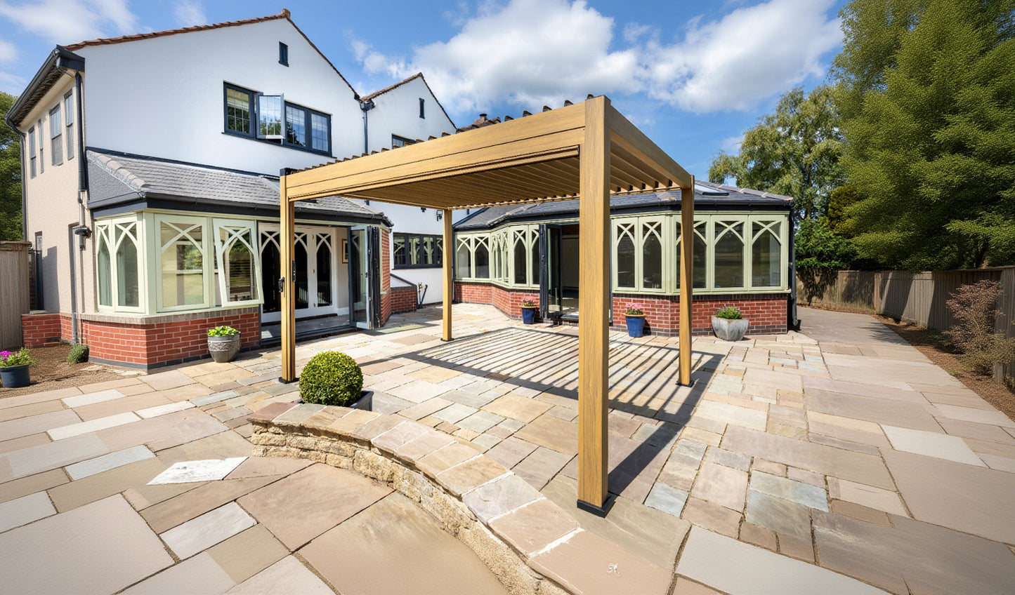 Hartman Como Aluminium Pergola (3x3 m & 4x3 m) – Adjustable Louvered Roof with Solar LED Lights
