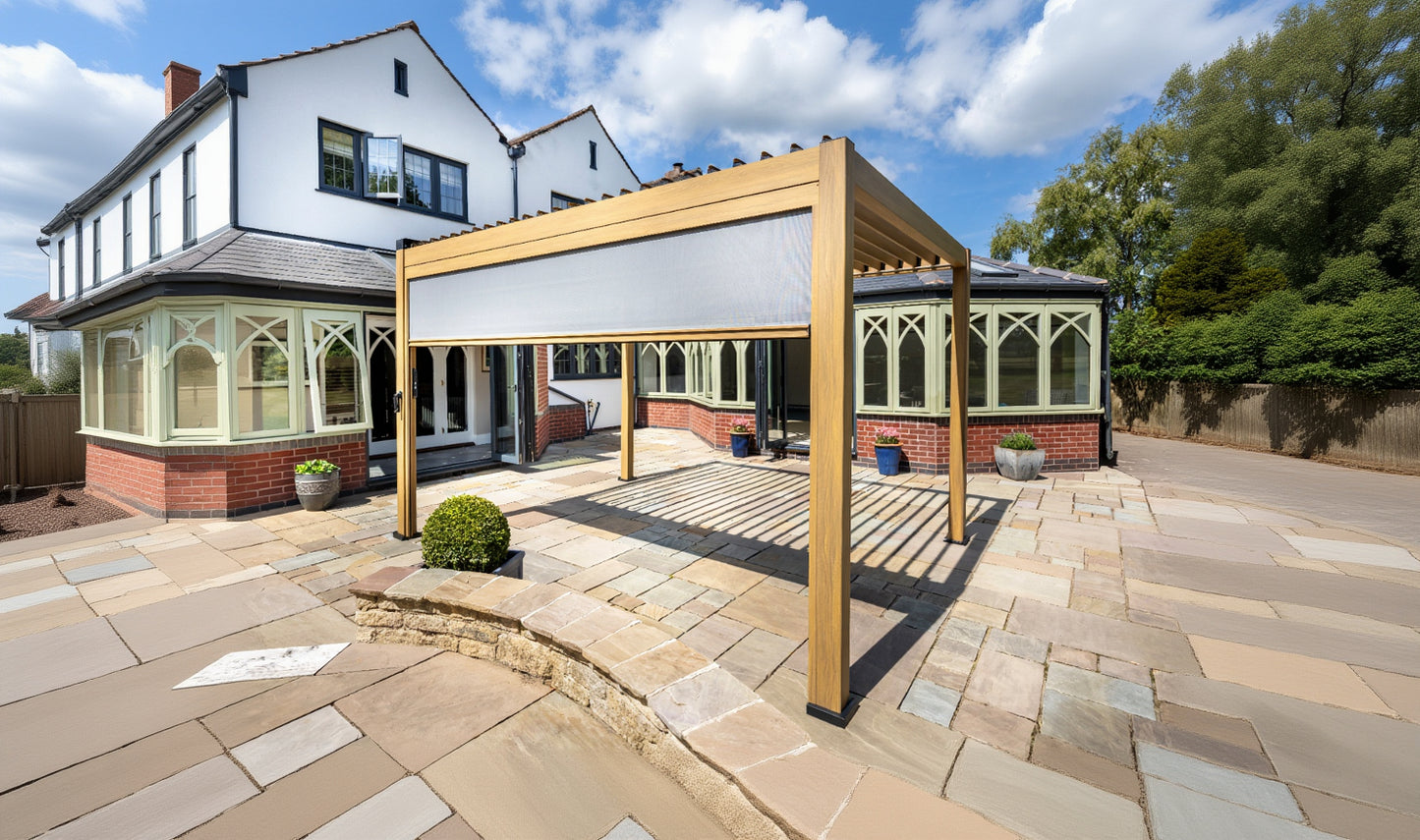 Hartman Como Aluminium Pergola (3x3 m & 4x3 m) – Adjustable Louvered Roof with Solar LED Lights