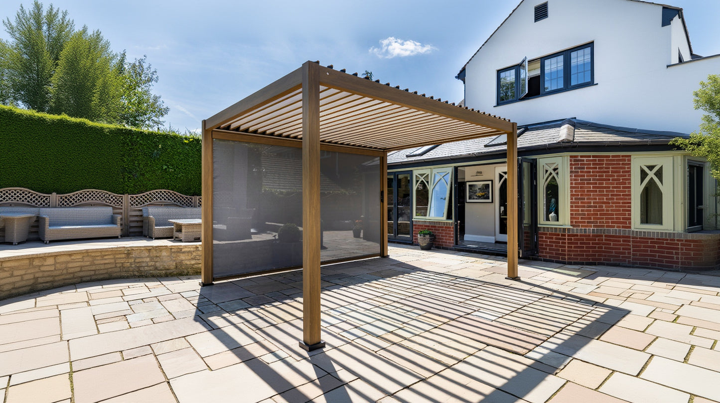 Hartman Como Aluminium Pergola (3x3 m & 4x3 m) – Adjustable Louvered Roof with Solar LED Lights