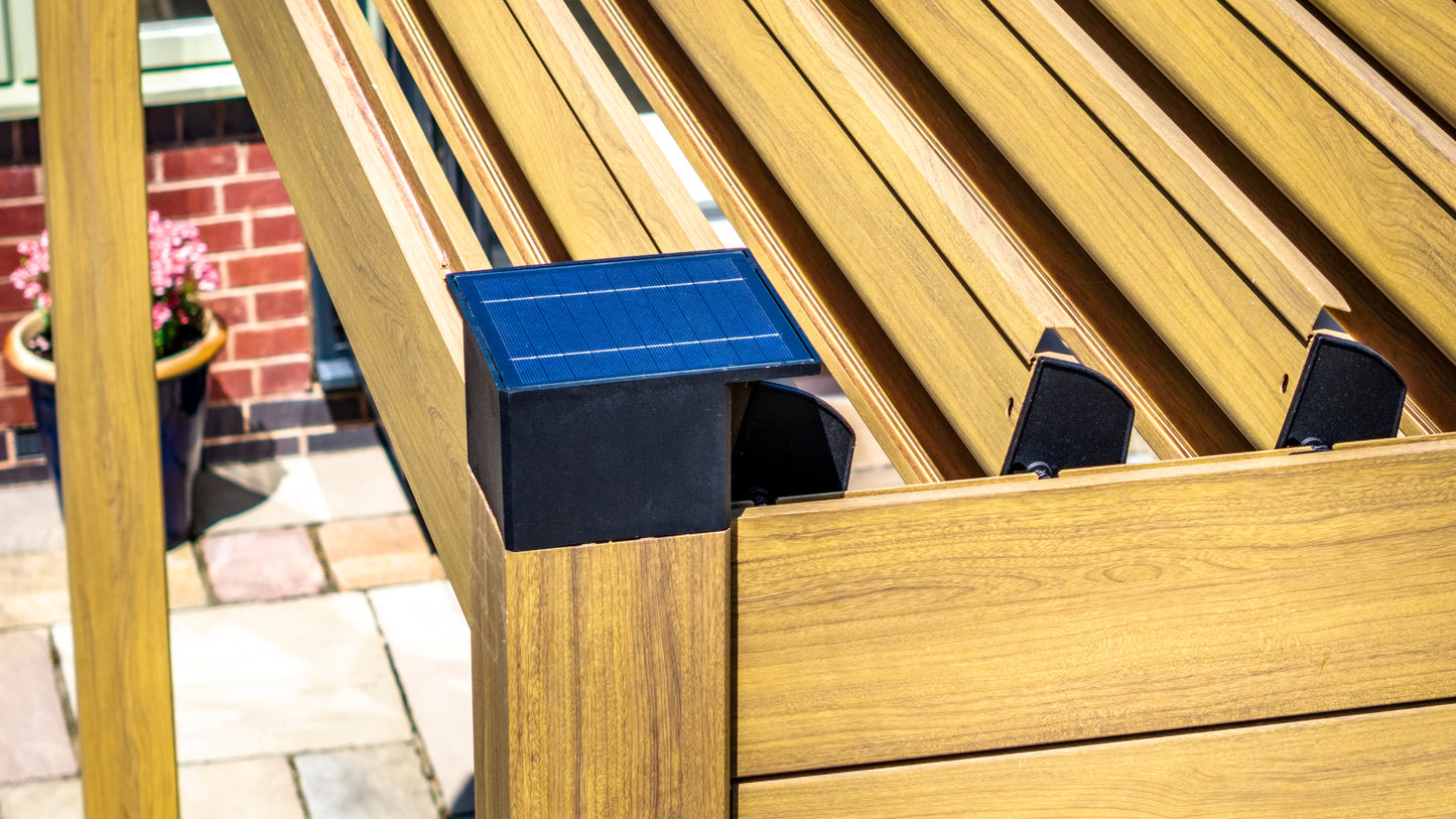 Hartman Como Aluminium Pergola (3x3 m & 4x3 m) – Adjustable Louvered Roof with Solar LED Lights