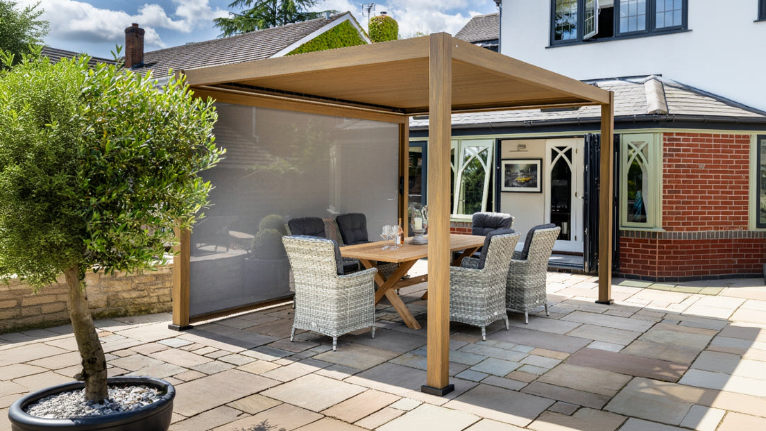 Hartman Como Aluminium Pergola (3x3 m & 4x3 m) – Adjustable Louvered Roof with Solar LED Lights