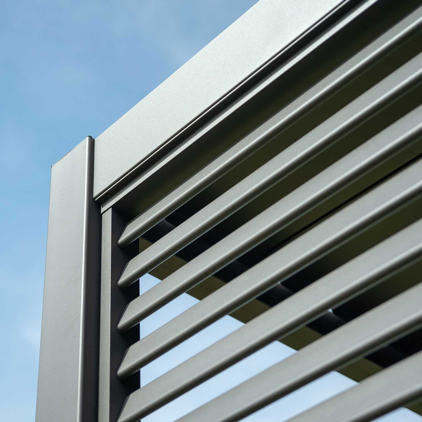 Nova Titan Fixed Louvred Side Wall Panel | Aluminium Pergola Privacy Screen | Grey & Pebble | 1m, 1.2m & 1.33m