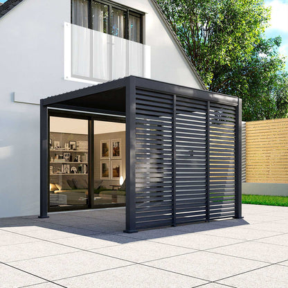 Nova Titan Fixed Louvred Side Wall Panel | Aluminium Pergola Privacy Screen | Grey & Pebble | 1m, 1.2m & 1.33m