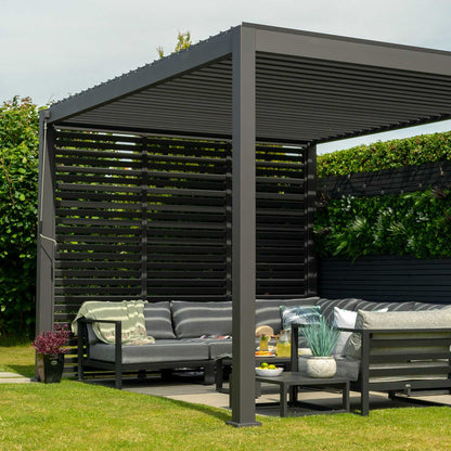 Nova Titan Fixed Louvred Side Wall Panel | Aluminium Pergola Privacy Screen | Grey & Pebble | 1m, 1.2m & 1.33m