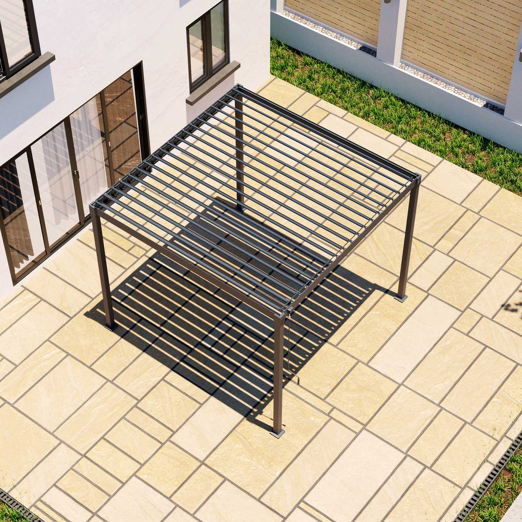 Nova Luna Aluminium Louvred Roof Pergola | Galvanised Steel Garden Pergola with Manual Opening Roof