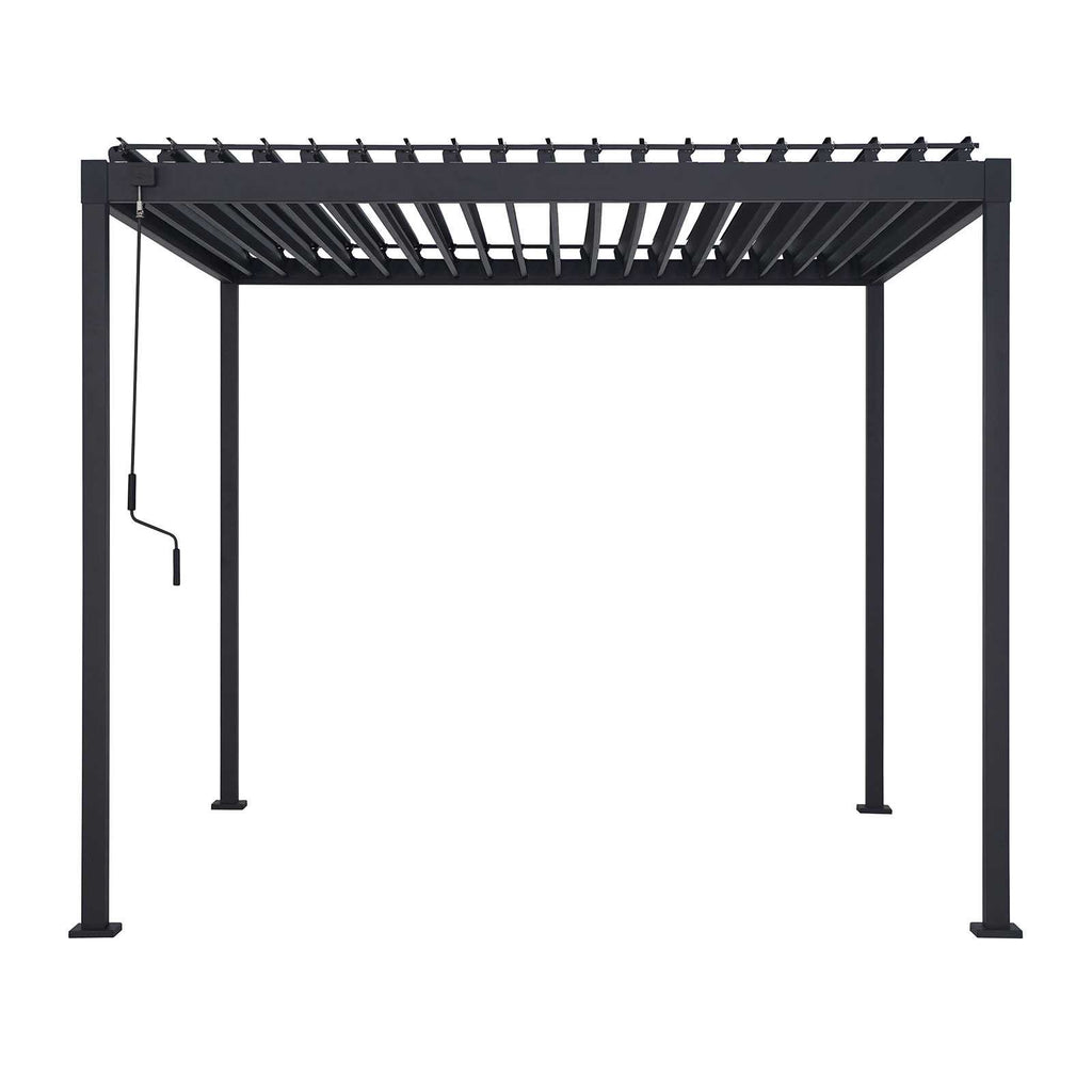 Nova Luna Aluminium Louvred Roof Pergola | Galvanised Steel Garden Pergola with Manual Opening Roof