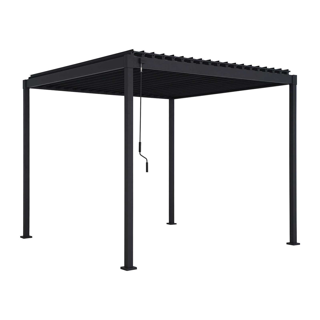 Nova Luna Aluminium Louvred Roof Pergola | Galvanised Steel Garden Pergola with Manual Opening Roof
