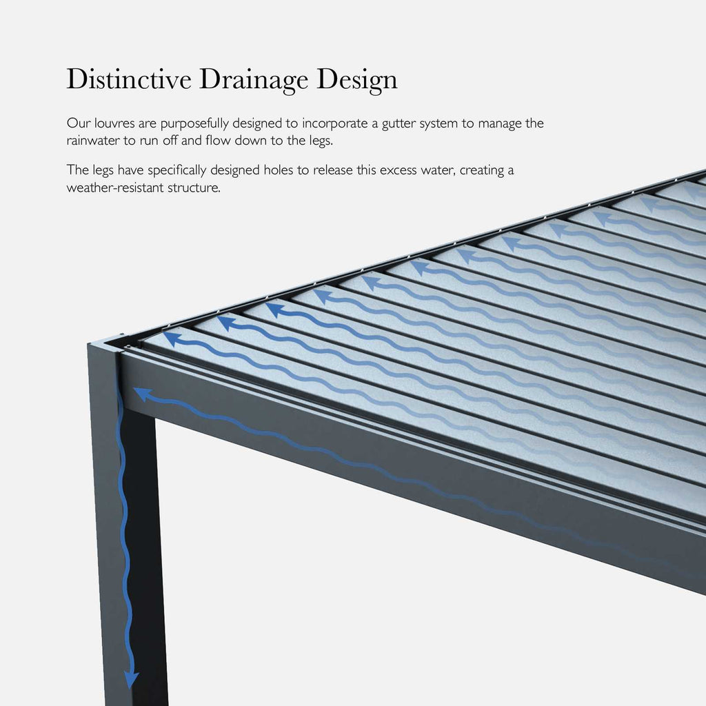 Nova Luna Aluminium Louvred Roof Pergola | Galvanised Steel Garden Pergola with Manual Opening Roof