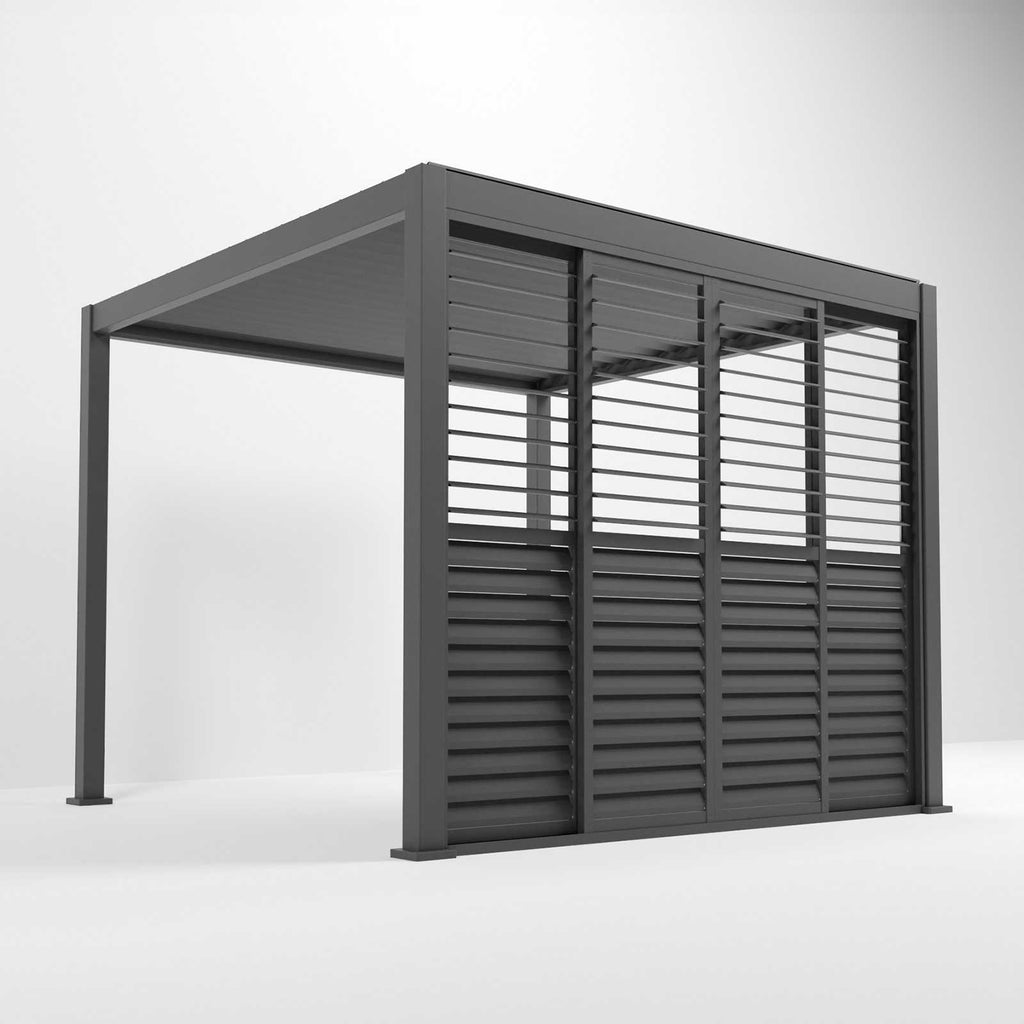Nova Titan Aluminium Adjustable Louvre Sliding Doors — Grey | 3m, 3.6m & 4m | Pergola Side Wall Privacy Screen | RAL 7015 Slate Grey | UK