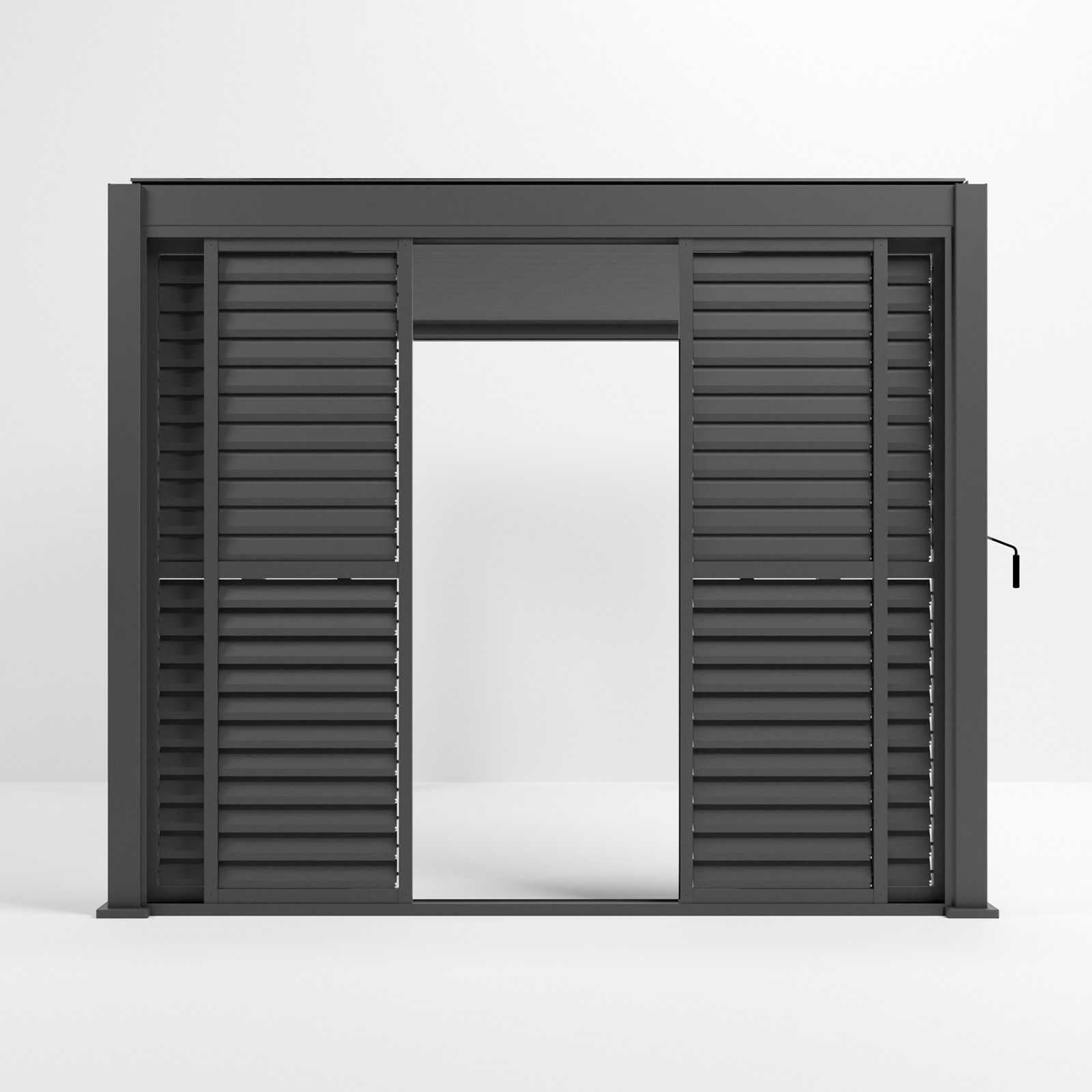Nova Titan Aluminium Adjustable Louvre Sliding Doors — Grey | 3m, 3.6m & 4m | Pergola Side Wall Privacy Screen | RAL 7015 Slate Grey | UK