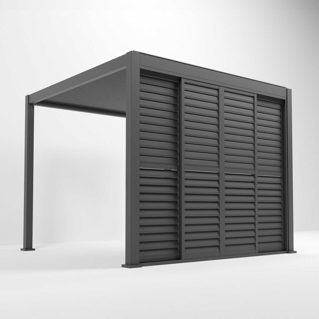 Nova Titan Aluminium Adjustable Louvre Sliding Doors — Grey | 3m, 3.6m & 4m | Pergola Side Wall Privacy Screen | RAL 7015 Slate Grey | UK