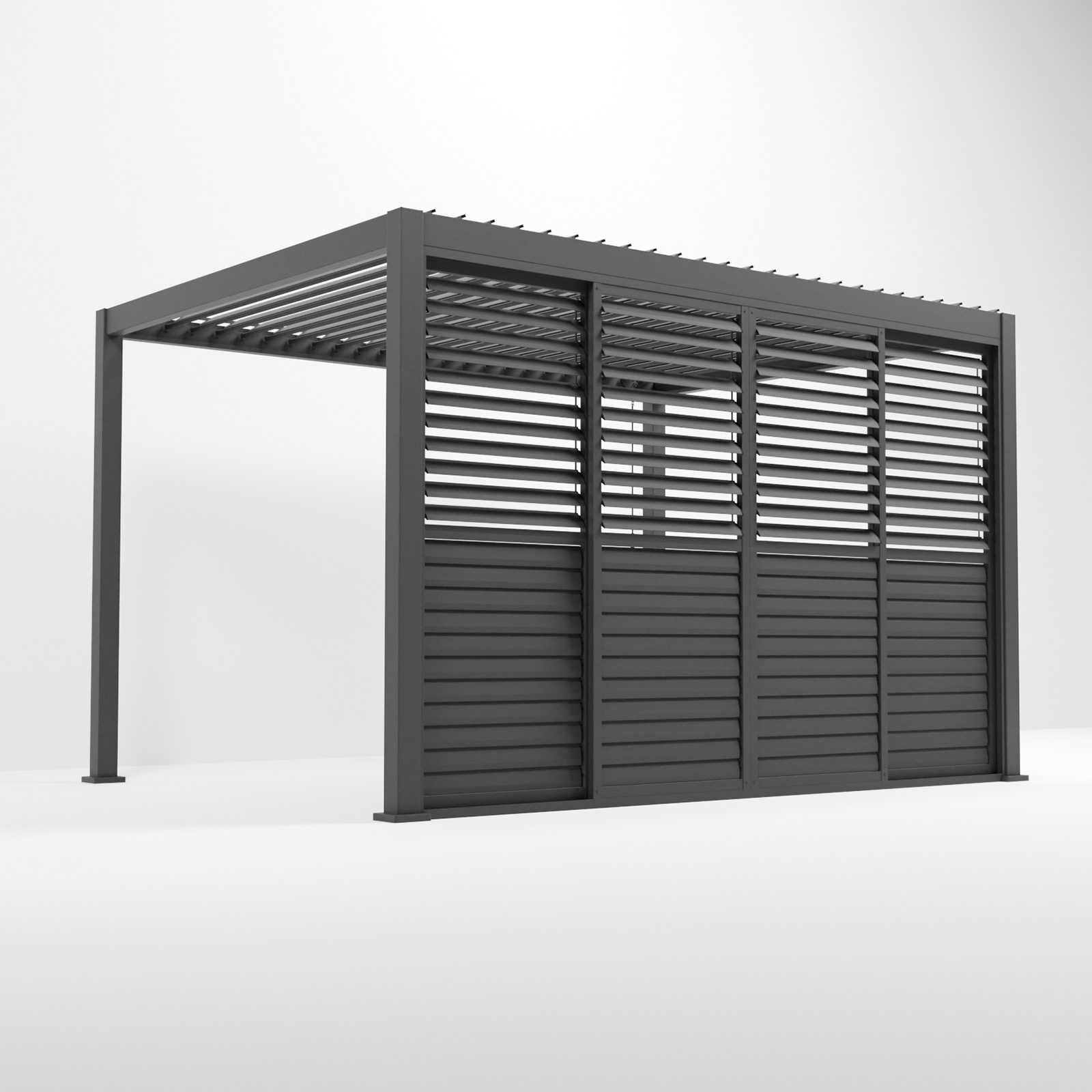 Nova Titan Aluminium Adjustable Louvre Sliding Doors — Grey | 3m, 3.6m & 4m | Pergola Side Wall Privacy Screen | RAL 7015 Slate Grey | UK