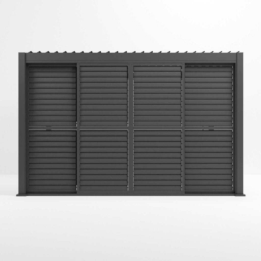 Nova Titan Aluminium Adjustable Louvre Sliding Doors — Grey | 3m, 3.6m & 4m | Pergola Side Wall Privacy Screen | RAL 7015 Slate Grey | UK