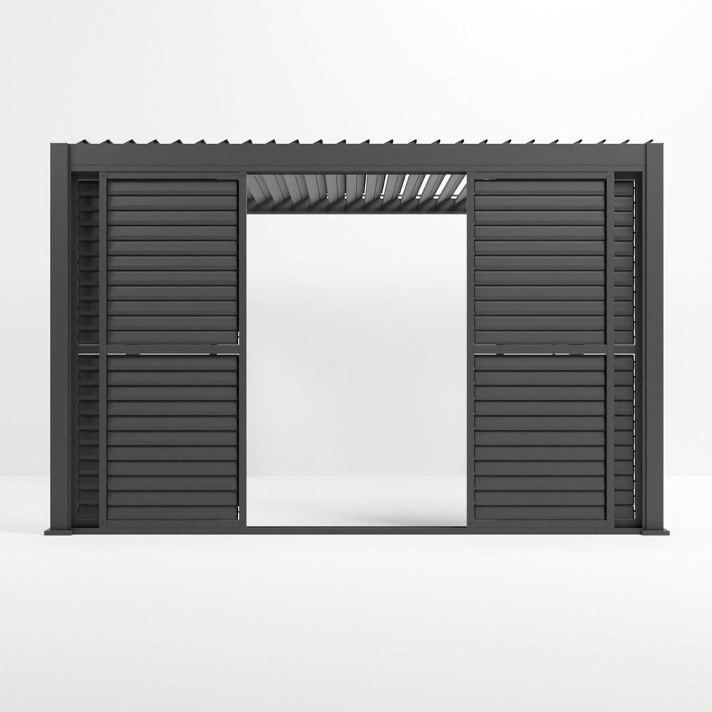 Nova Titan Aluminium Adjustable Louvre Sliding Doors — Grey | 3m, 3.6m & 4m | Pergola Side Wall Privacy Screen | RAL 7015 Slate Grey | UK