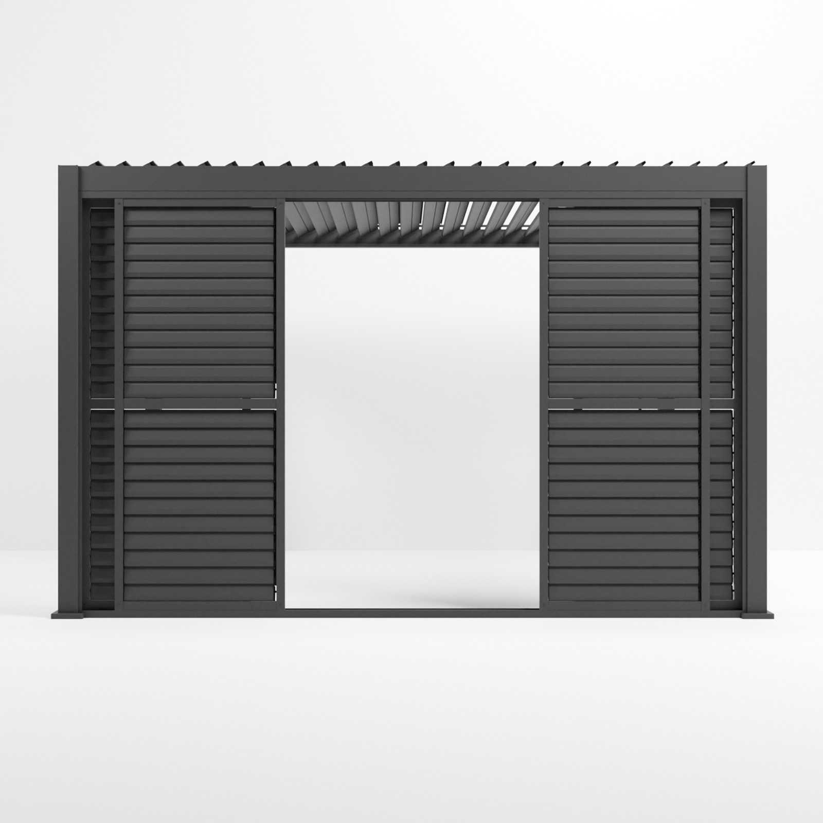Nova Titan Aluminium Adjustable Louvre Sliding Doors — Grey | 3m, 3.6m & 4m | Pergola Side Wall Privacy Screen | RAL 7015 Slate Grey | UK