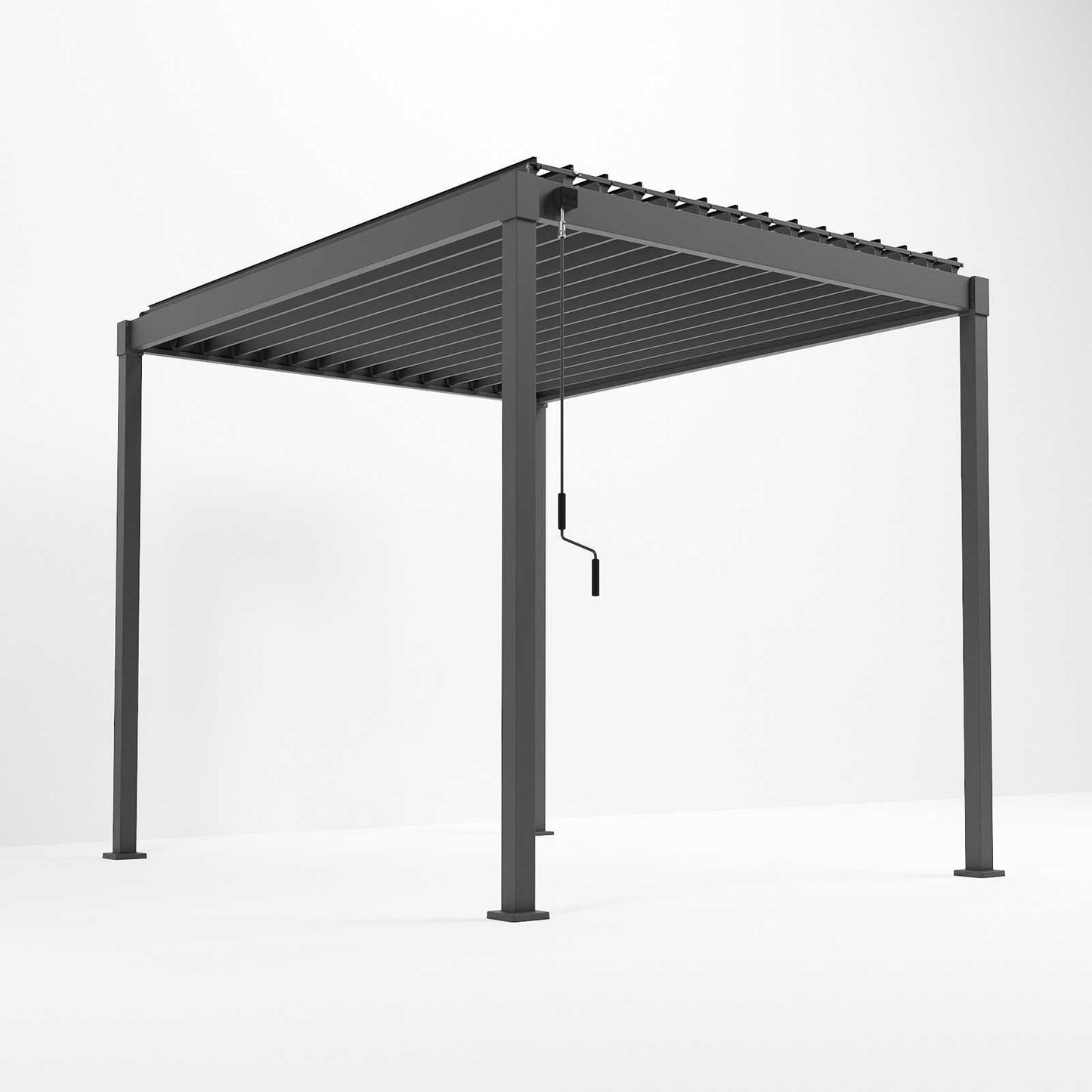 Nova Luna Aluminium Louvred Roof Pergola | Galvanised Steel Garden Pergola with Manual Opening Roof - PERGOLA PACKAGE