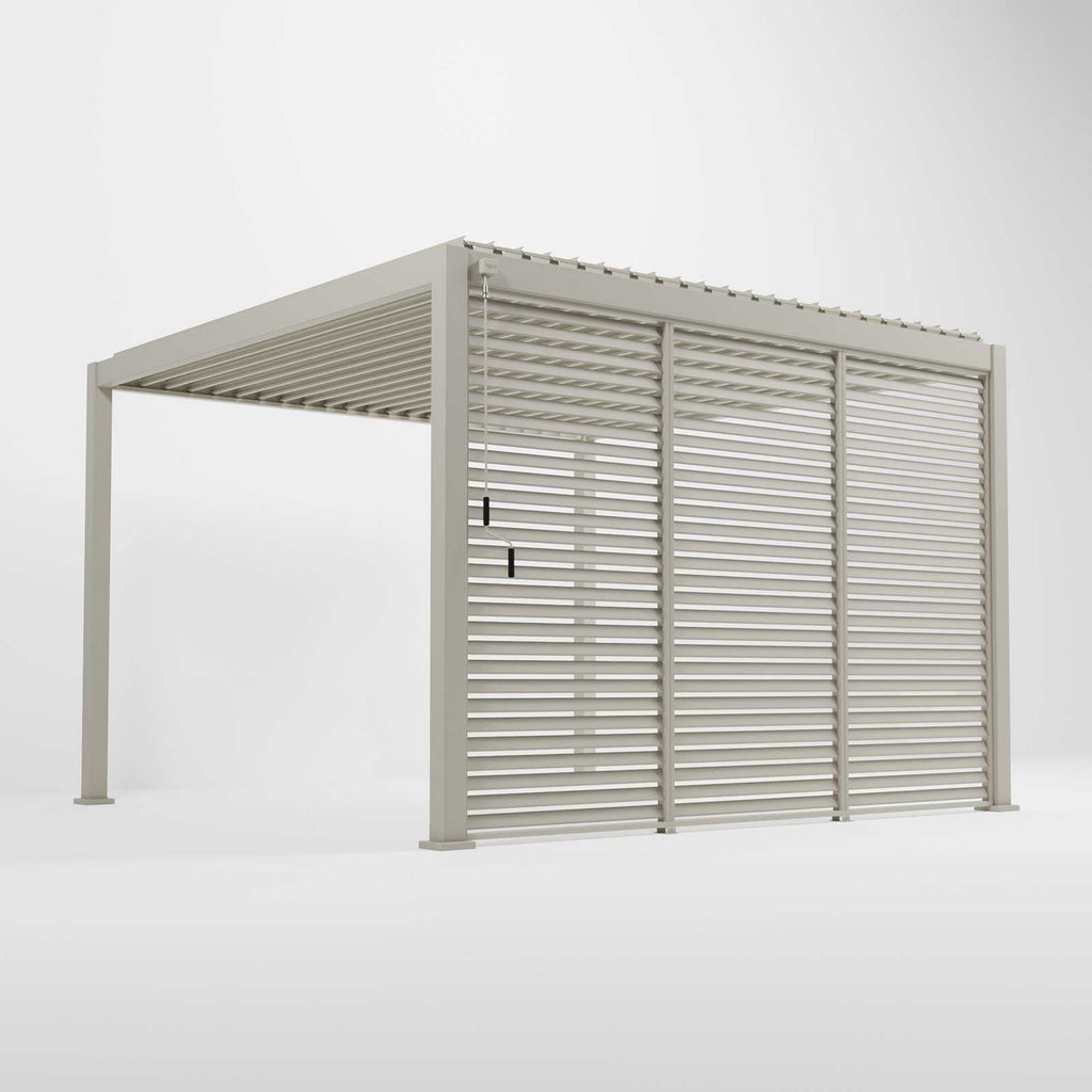 Nova Titan Fixed Louvred Side Wall Panel | Aluminium Pergola Privacy Screen | Grey & Pebble | 1m, 1.2m & 1.33m