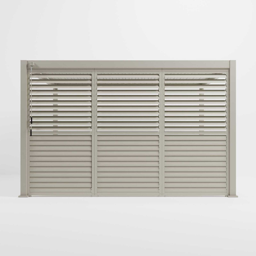 Nova Titan Fixed Louvred Side Wall Panel | Aluminium Pergola Privacy Screen | Grey & Pebble | 1m, 1.2m & 1.33m