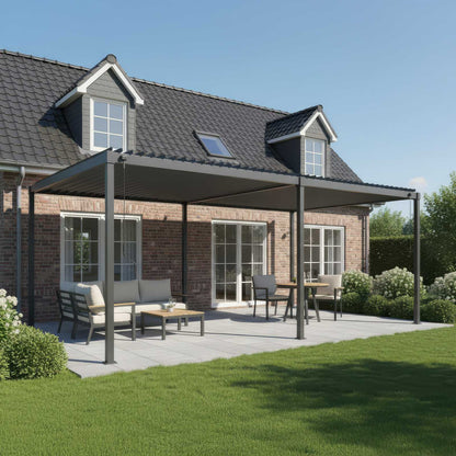 Nova Luna Aluminium Louvred Roof Pergola | Galvanised Steel Garden Pergola with Manual Opening Roof - PERGOLA PACKAGE