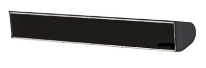 Nova Zesti 2000W pergola heater, black slimline bar unit shown at an angle