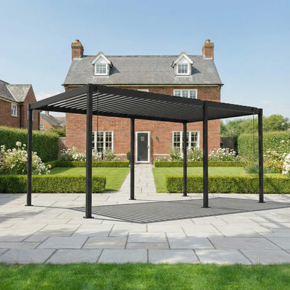 Nova Luna Aluminium Louvred Roof Pergola | Galvanised Steel Garden Pergola with Manual Opening Roof - PERGOLA PACKAGE