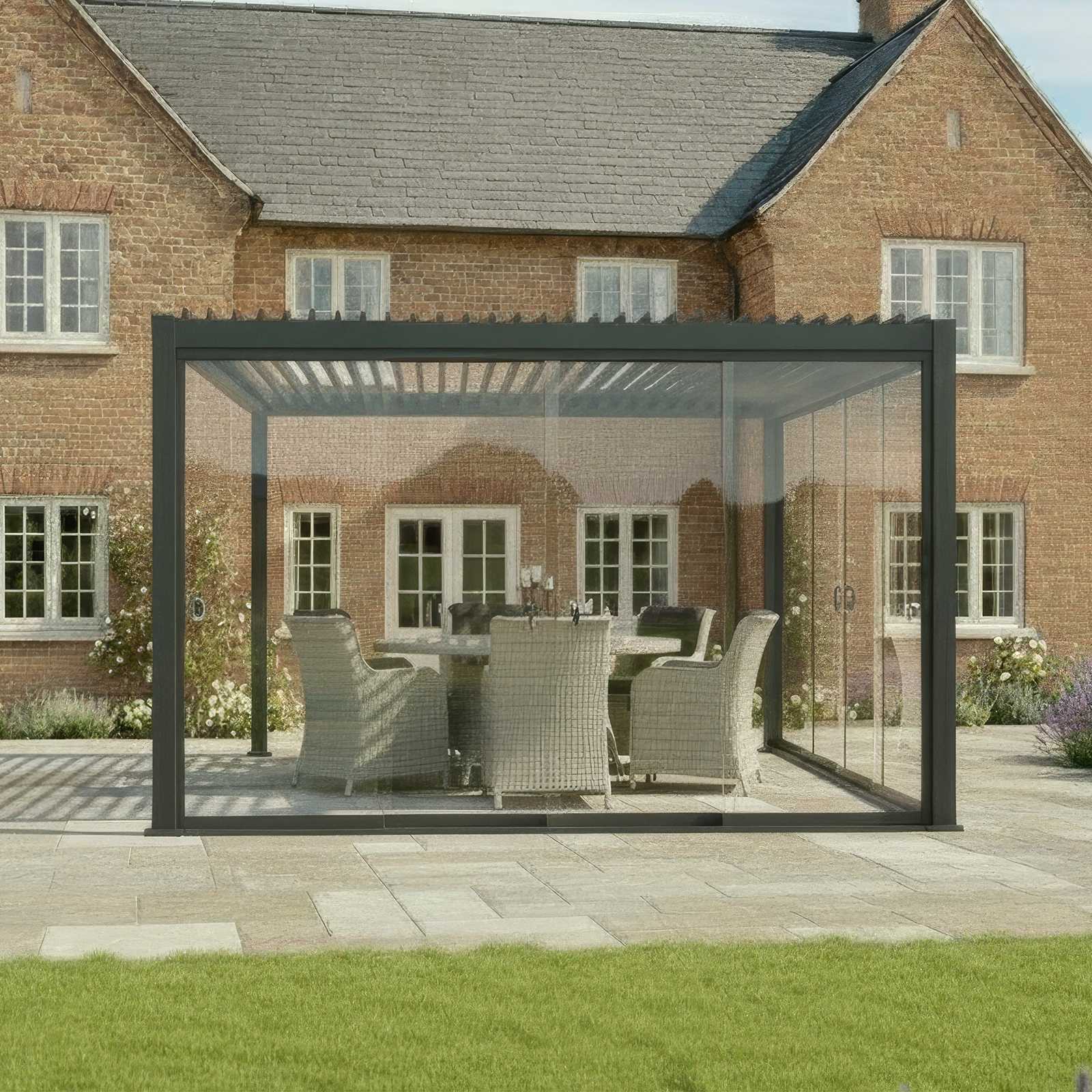 Nova Titan Glass Sliding Doors Pack | Aluminium Pergola Sliding Doors | 3.0M, 3.6M & 4.0M | Grey & Pebble | UK Delivery