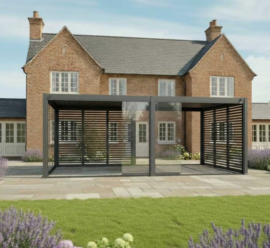 Nova Titan Glass Sliding Doors Pack | Aluminium Pergola Sliding Doors | 3.0M, 3.6M & 4.0M | Grey & Pebble | UK Delivery