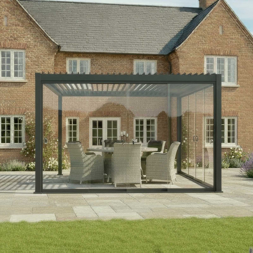 Nova Titan Glass Sliding Doors Pack | Aluminium Pergola Sliding Doors | 3.0M, 3.6M & 4.0M | Grey & Pebble | UK Delivery