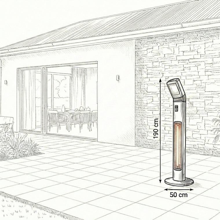 Dimension diagram: the Nova Apollo stands 190cm tall on a 50cm base