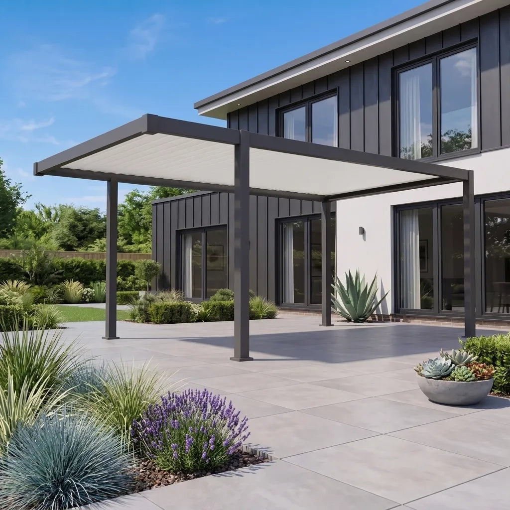 Nova Umbra fixed roof pergola in Grey and Pebble, N26298