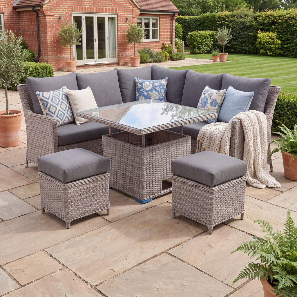 Nova Magnus Compact Corner Sofa Lounge Dining Set with Square Rise & Fall Table (Plus), N27214