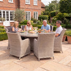 Nova Avery 6 Seat Dining Set with 1.4m Round Table (Clear Glass), Grey, N27103