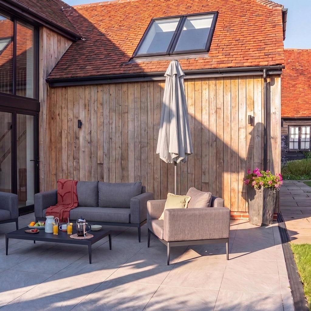 Nova Solis Max Crank Operated Deluxe Parasol, 3.5m round, Light grey, N24261