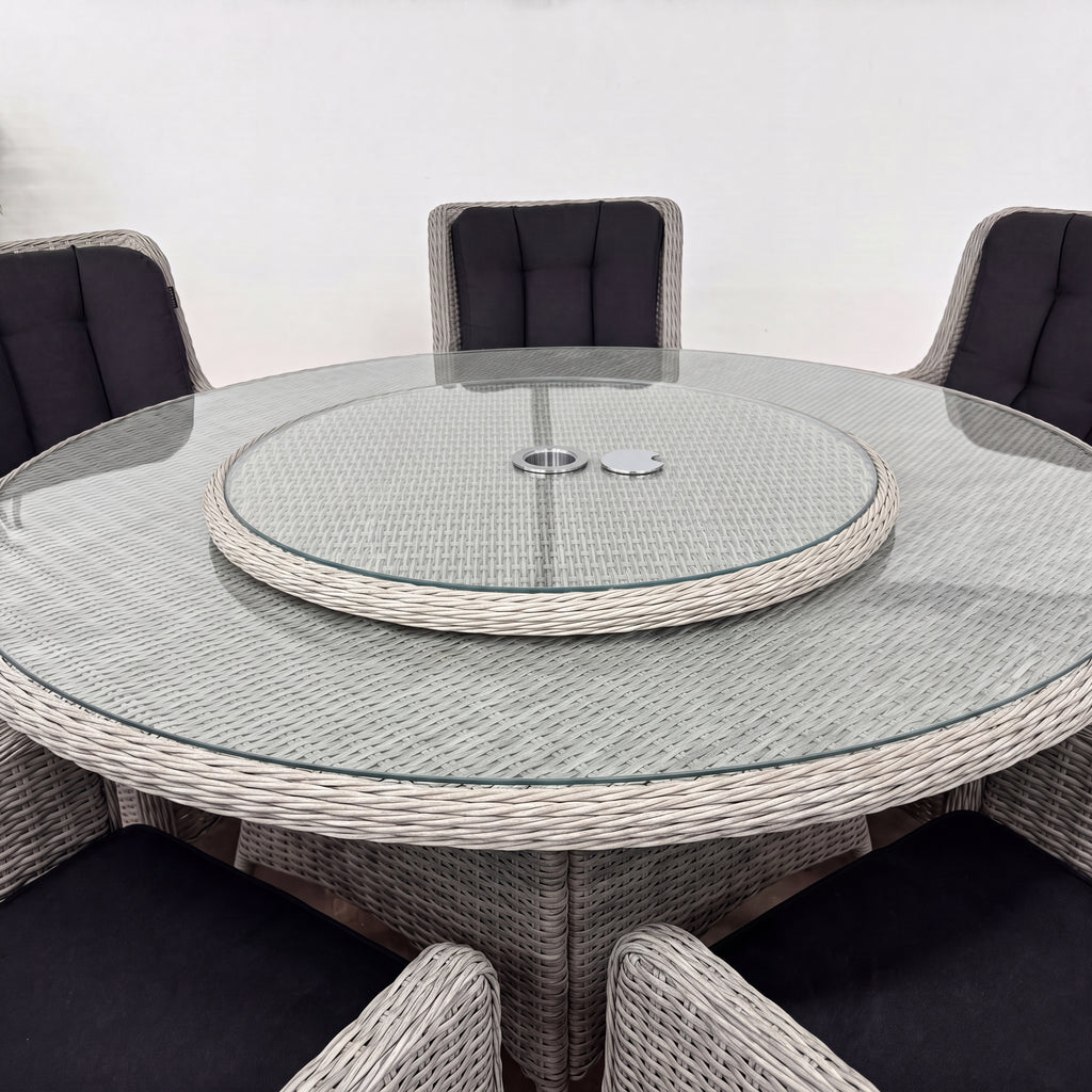Nova Avery Lazy Susan for 8 Seat Round Dining Sets (Rattan Clear Glass), Grey, N27110