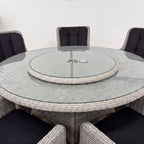 Nova Avery Lazy Susan for 8 Seat Round Dining Sets (Rattan Clear Glass), Grey, N27110
