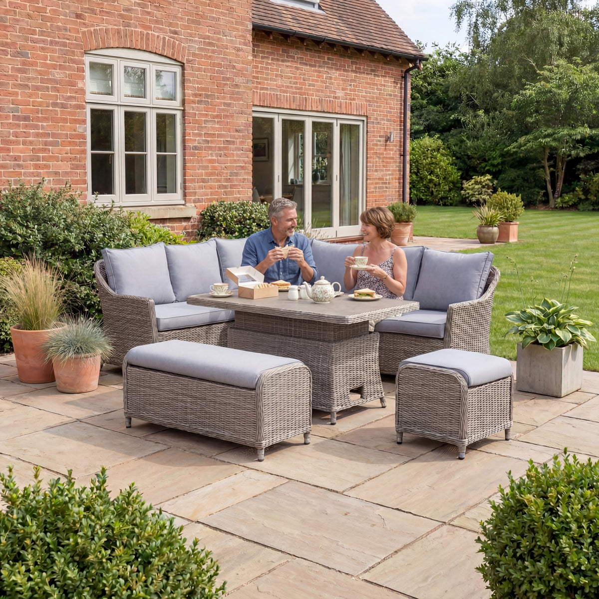 Nova Ivy Left Hand Corner Sofa Lounge Dining Set with Rectangular Rise & Fall Table, N26007