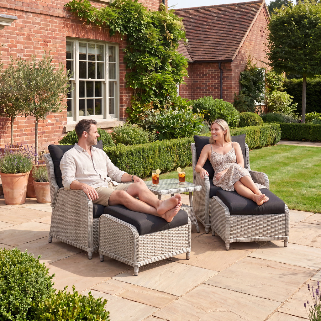 Nova Avery Grande 5pc Reclining Lounging Set with Square Side Table, Grey, N27098