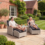 Nova Avery Grande 5pc Reclining Lounging Set with Square Side Table, Grey, N27098