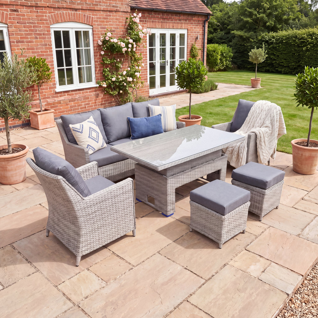 Nova Magnus 3 Seater Sofa Lounge Dining Set with Rectangular Rise & Fall Table (Plus), N27215