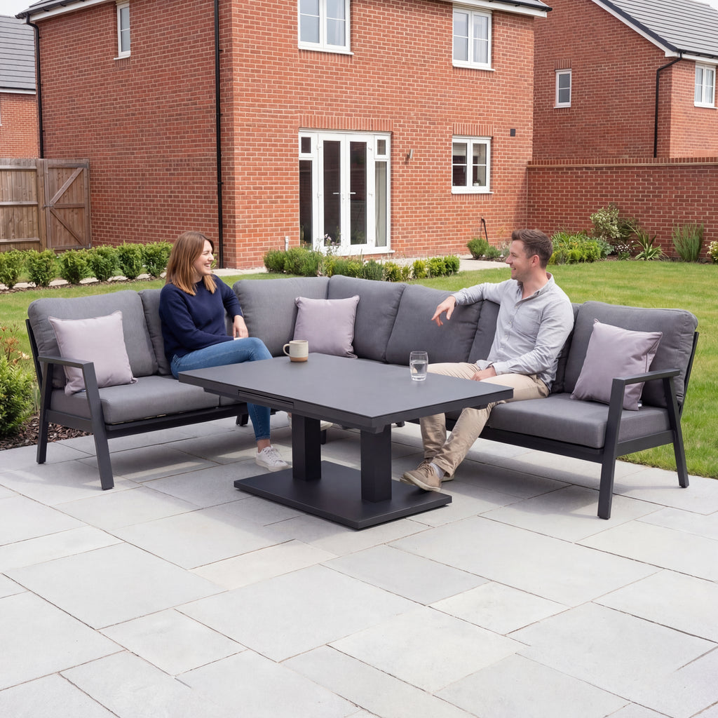 Nova Phoenix L-Shaped Corner Sofa Lounge Dining Set with Rectangular Extending Rising Table, N25020