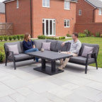 Nova Phoenix L-Shaped Corner Sofa Lounge Dining Set with Rectangular Extending Rising Table, N25020