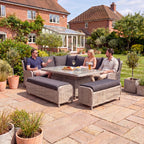 Nova Avery Grande Left Hand Corner Sofa Lounge Dining Set with Rectangular Rise & Fall Table (Plus), Grey, N27093