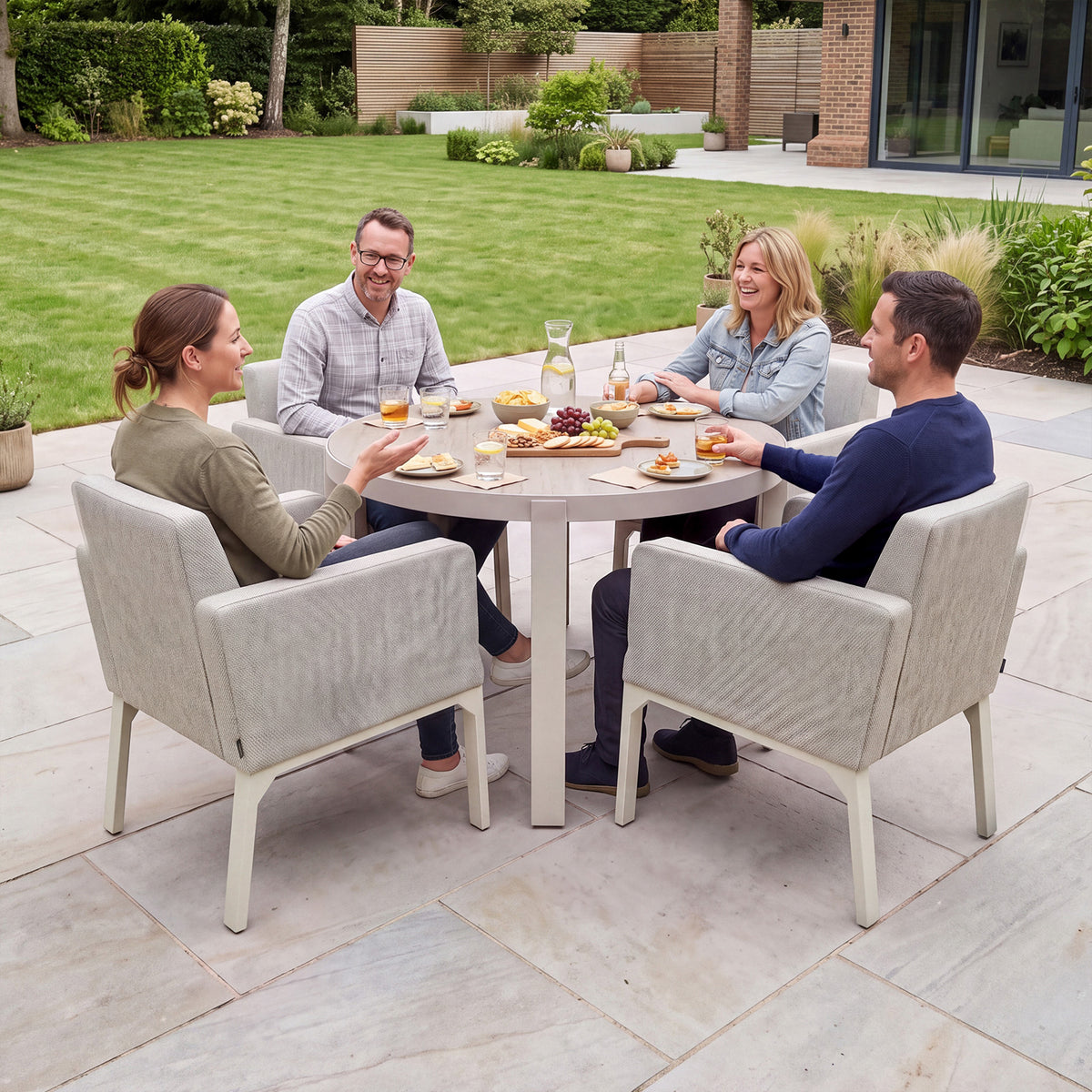 Nova Aire 4 Seat Dining Set with 1.2m Round Table, Pebble, N27241