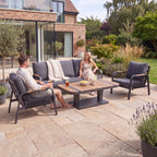 Nova Harvey 3 Seater Sofa Lounge Dining Set with Rectangular Rising Table, Grey, N27002